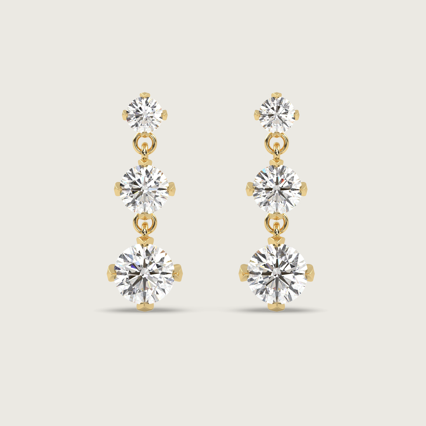 Trilogy Diamond Drop Earrings in Fleur de Luce Setting