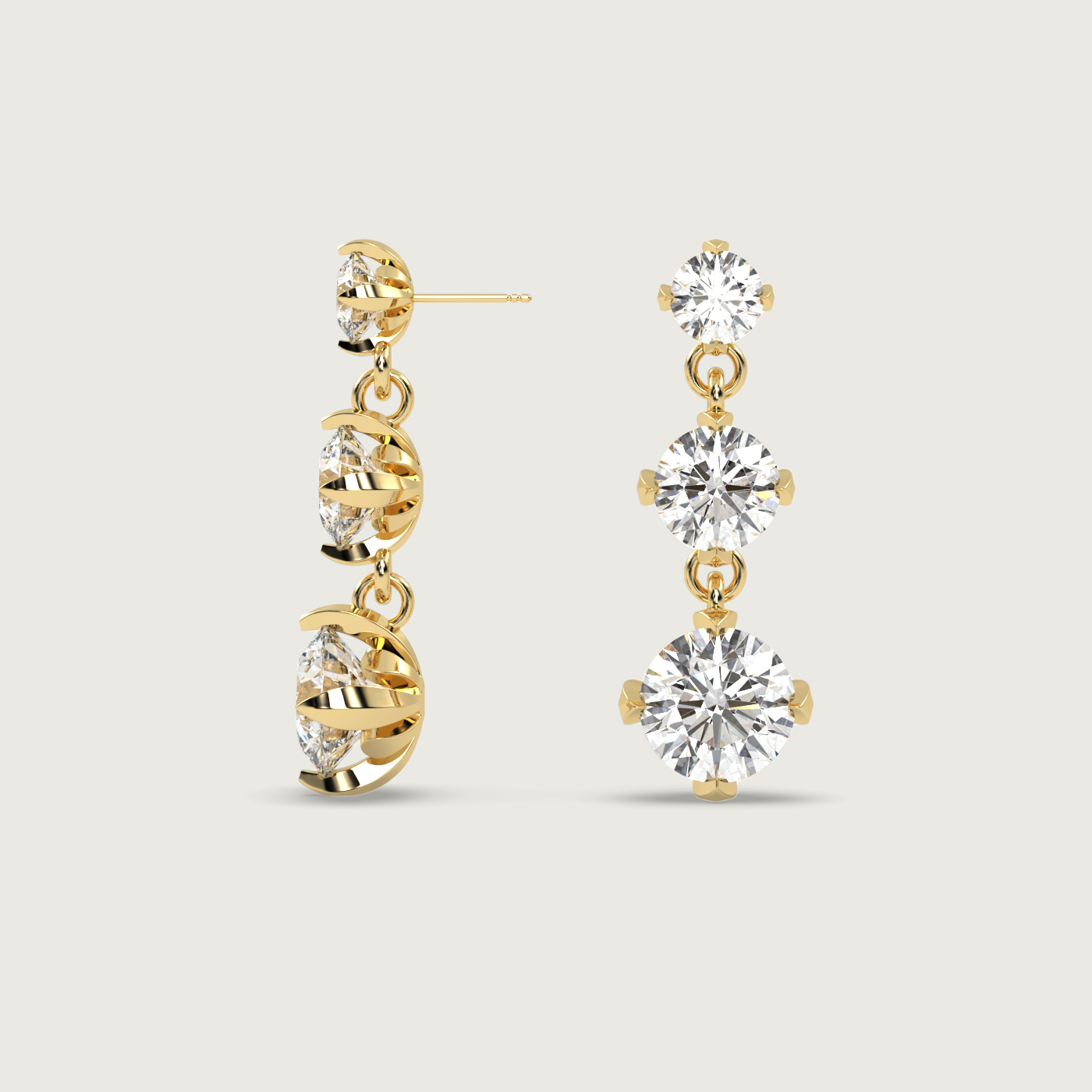Trilogy Diamond Drop Earrings in Fleur de Luce Setting