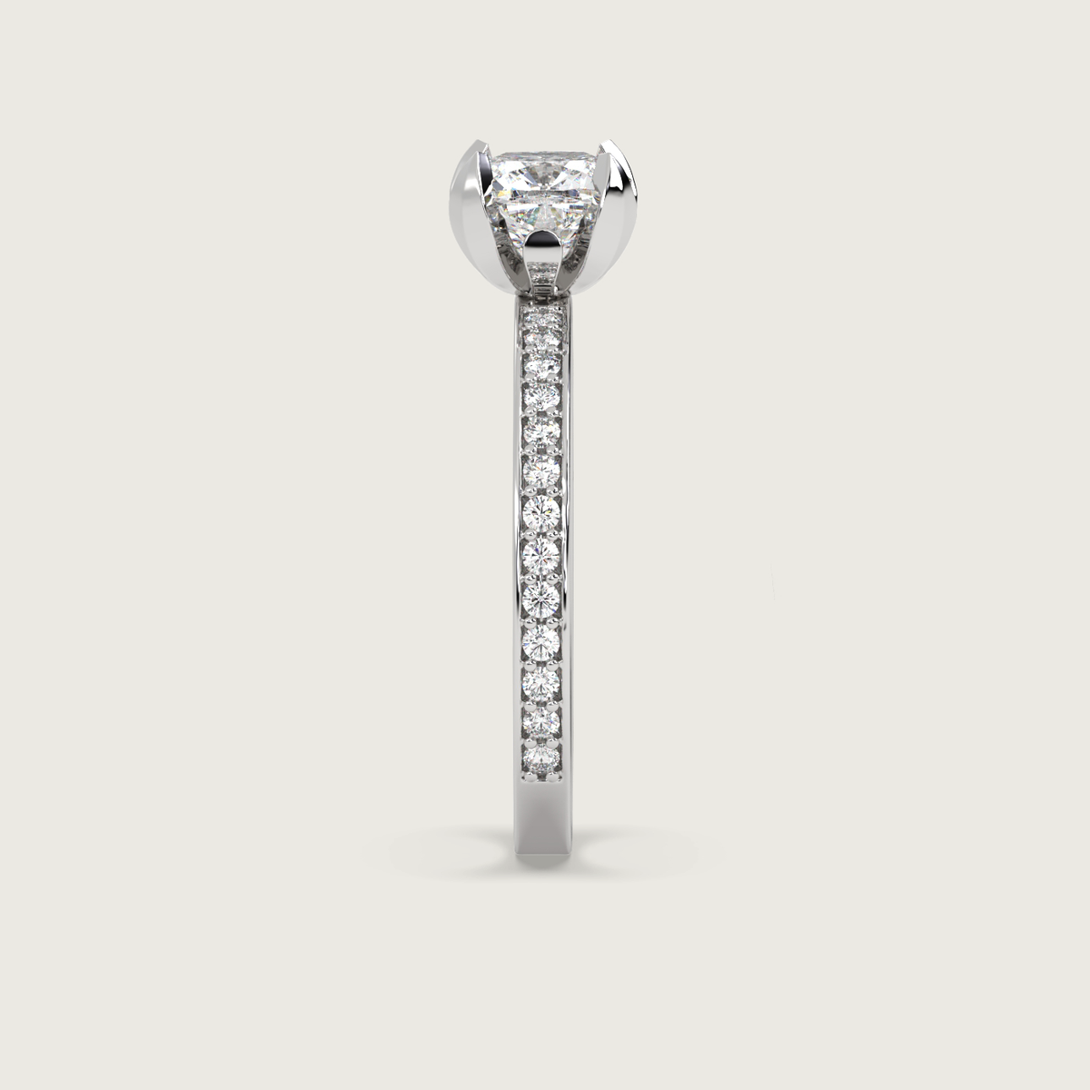 Tourmaline Fleur de Luce Solitaire Engagement Ring in 18k White Gold