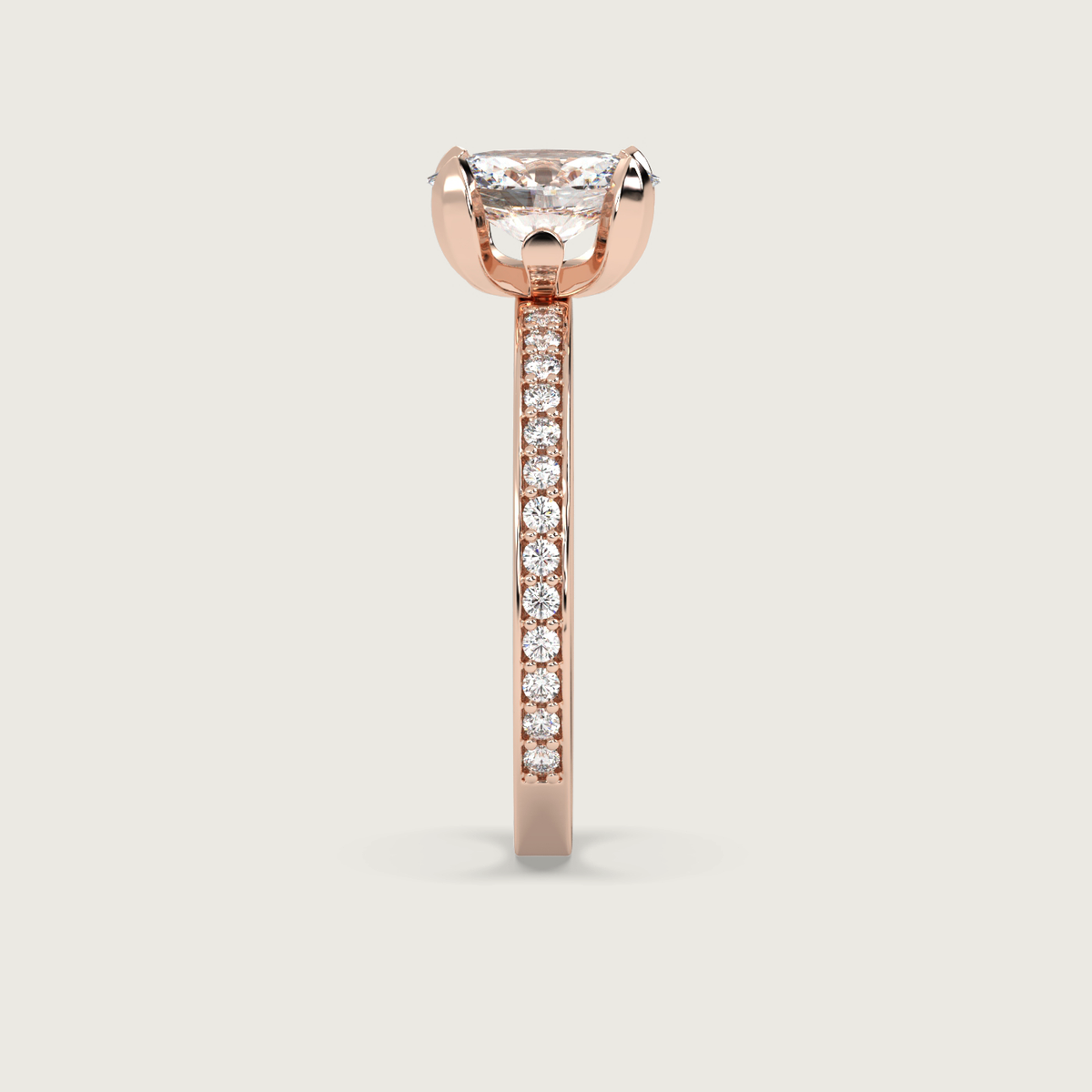 3.04ct Pink Sapphire Fleur de Luce Solitaire Engagement Ring in 18k Rose Gold