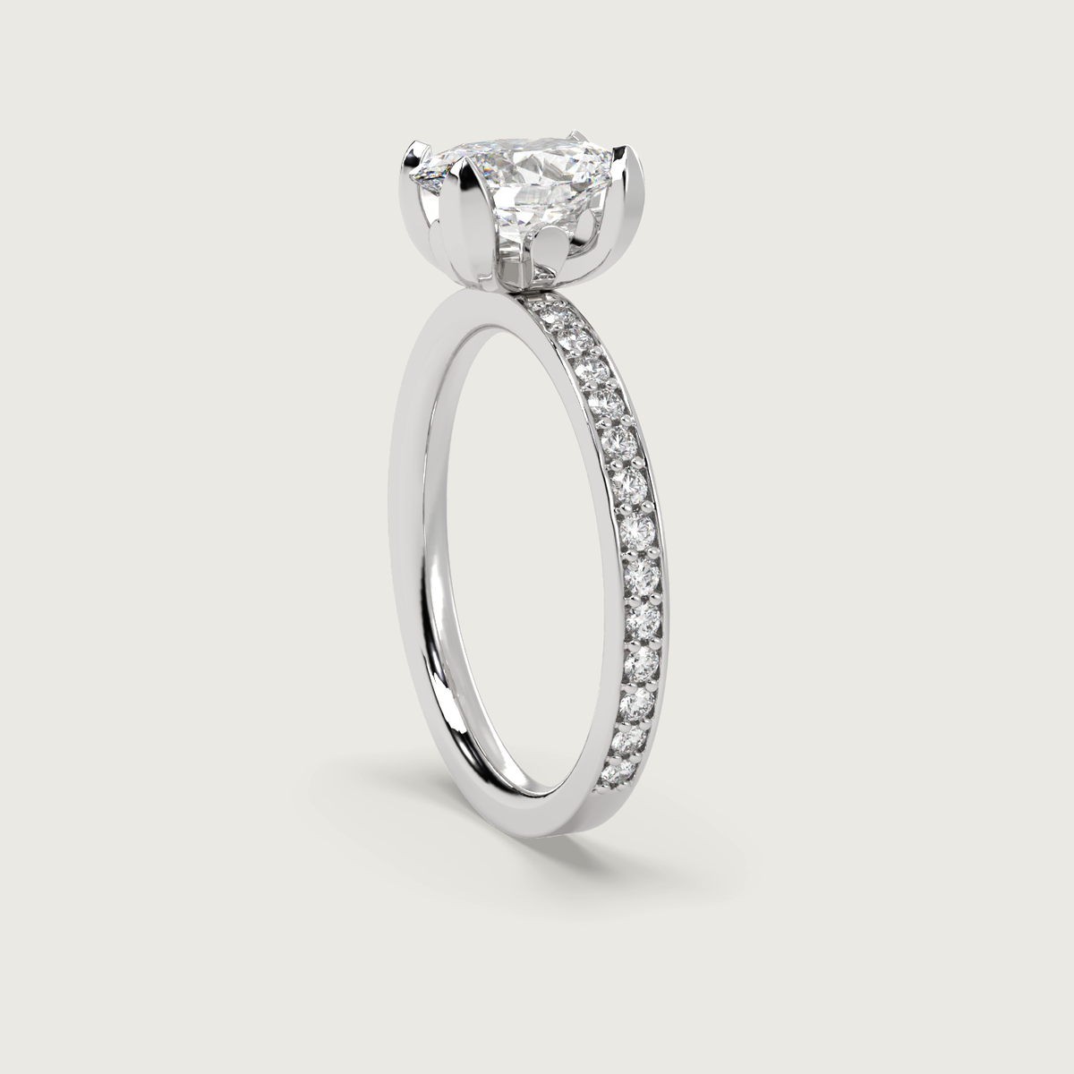 2.13ct Sapphire Fleur de Luce Solitaire Engagement Ring in 18k White Gold