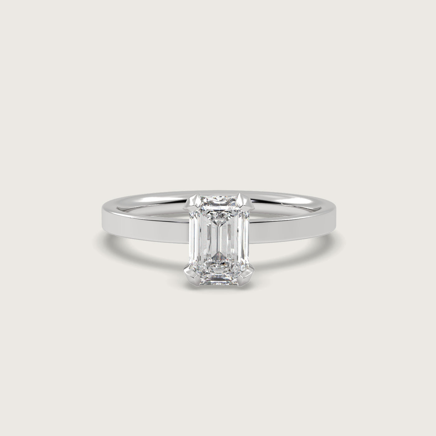 Emerald Cut Diamond Engagement Ring in Fleur de Luce Setting