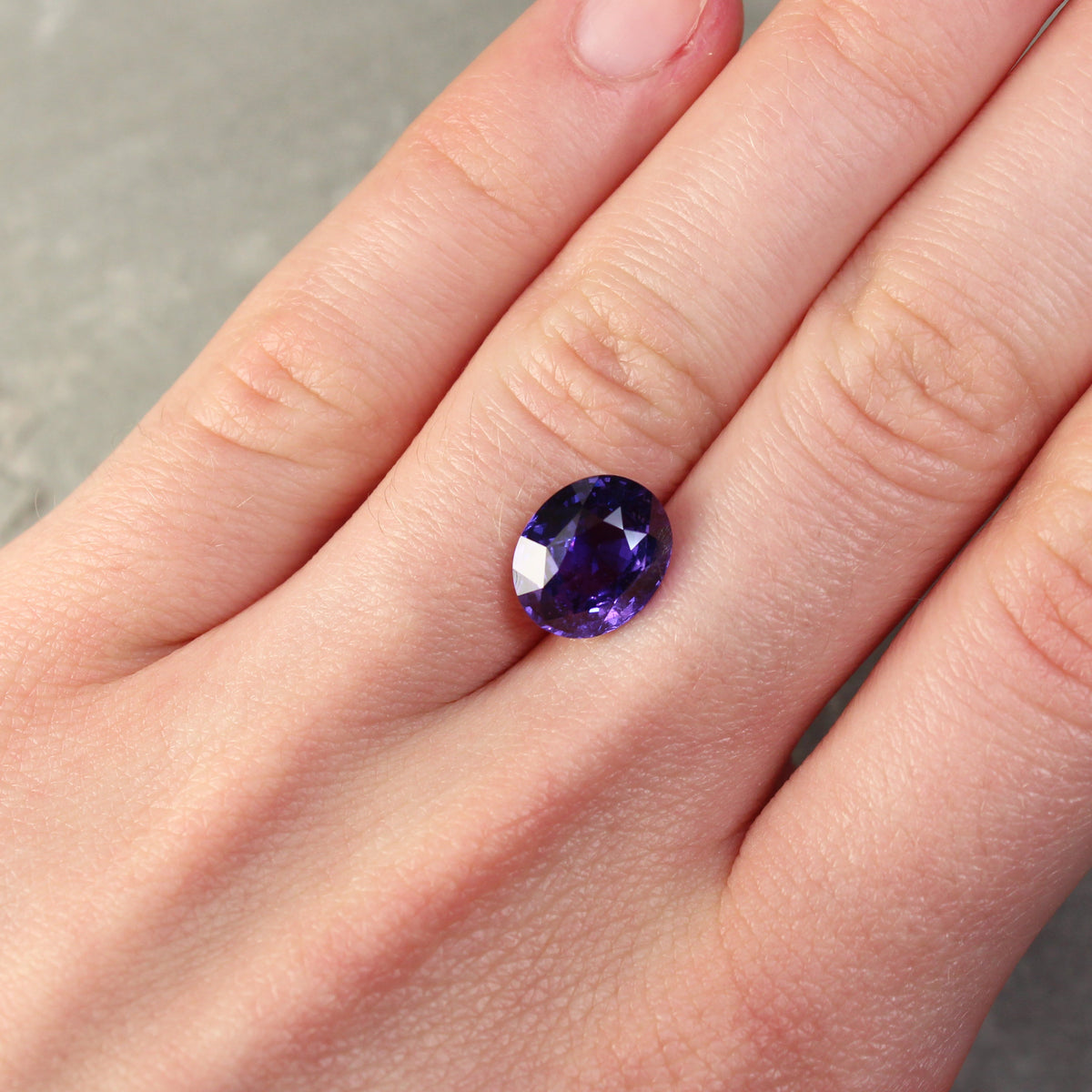 4.51ct Purple Sapphire Fleur de Luce Solitaire Engagement Ring in 18k White Gold
