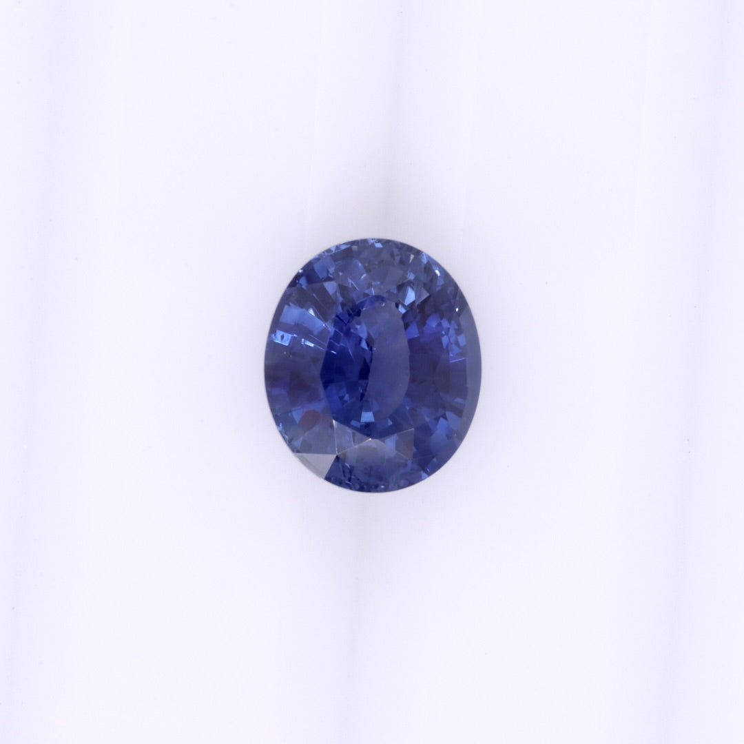 2.13ct Sapphire Fleur de Luce Solitaire Engagement Ring in 18k White Gold