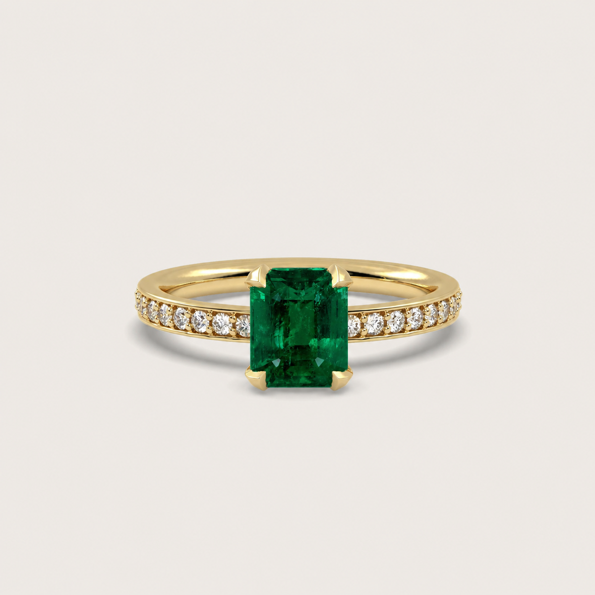 2.58ct Emerald Fleur de Luce Solitaire in 18k Yellow Gold