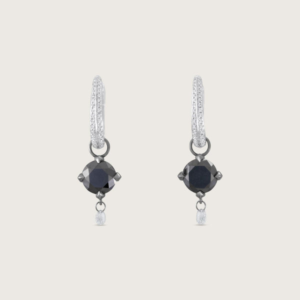 Fleur de Luce Black Diamond Earring Drops in Gunmetal-Finished 18k White Gold