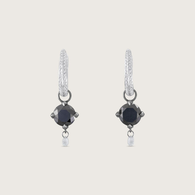 Fleur de Luce Black Diamond Earring Drops in Gunmetal-Finished 18k White Gold