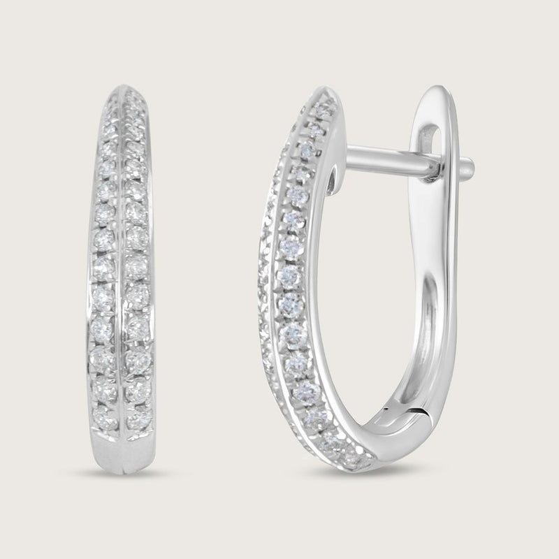 Fleur de Luce Diamond Hoop Earrings in 18k White Gold