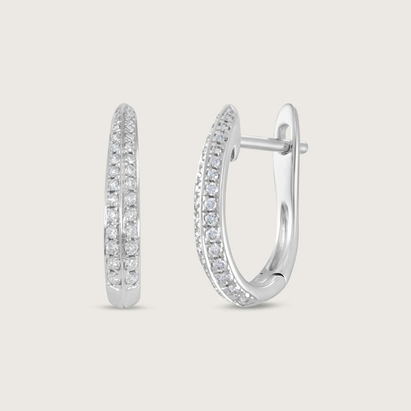 Fleur de Luce Diamond Hoop Earrings in 18k White Gold