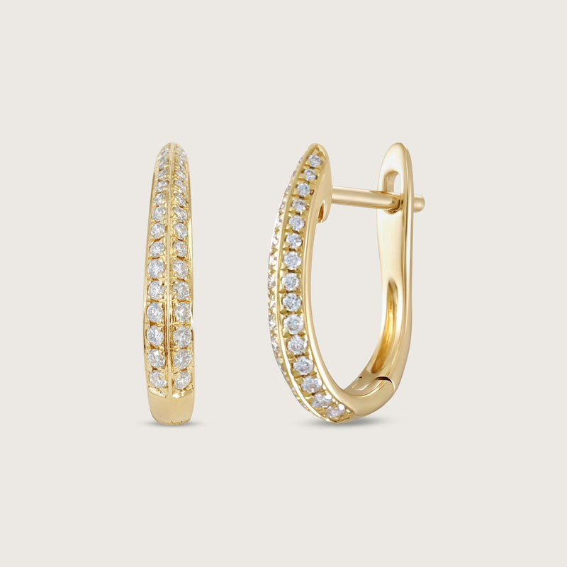 Fleur de Luce Diamond Hoop Earrings in 18k Yellow Gold