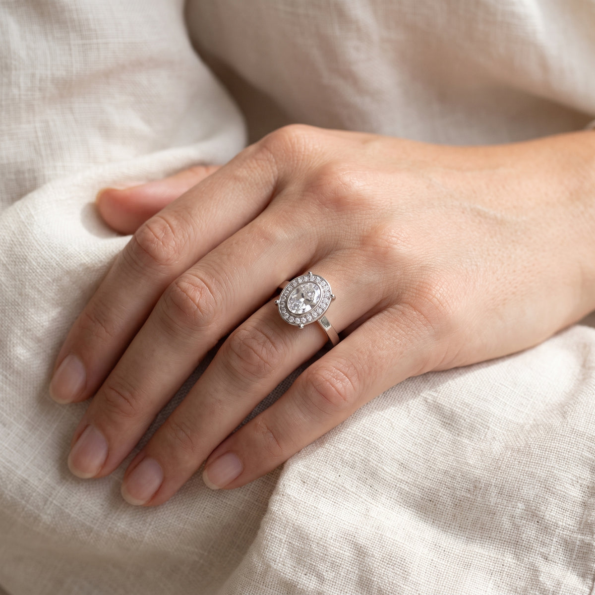 Oval Diamond Halo Engagement Ring
