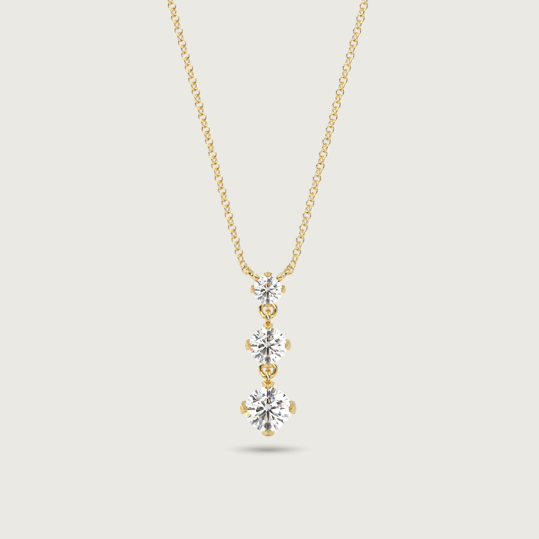 trilogy diamond necklace - yellow gold
