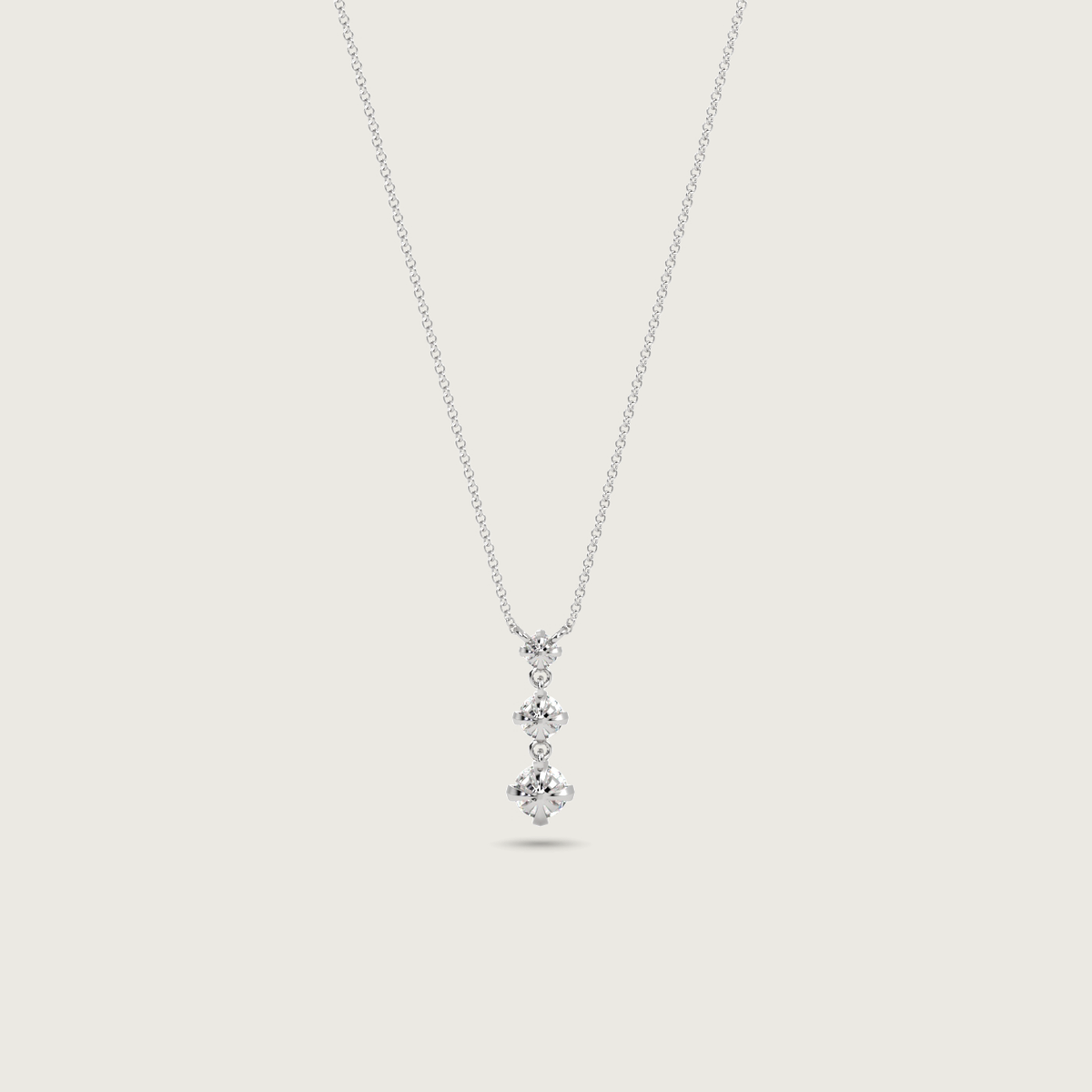 bespoke 3 stone diamond necklace - white gold