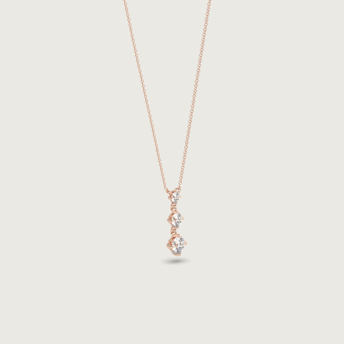 three stone diamond pendant - 18K rose gold