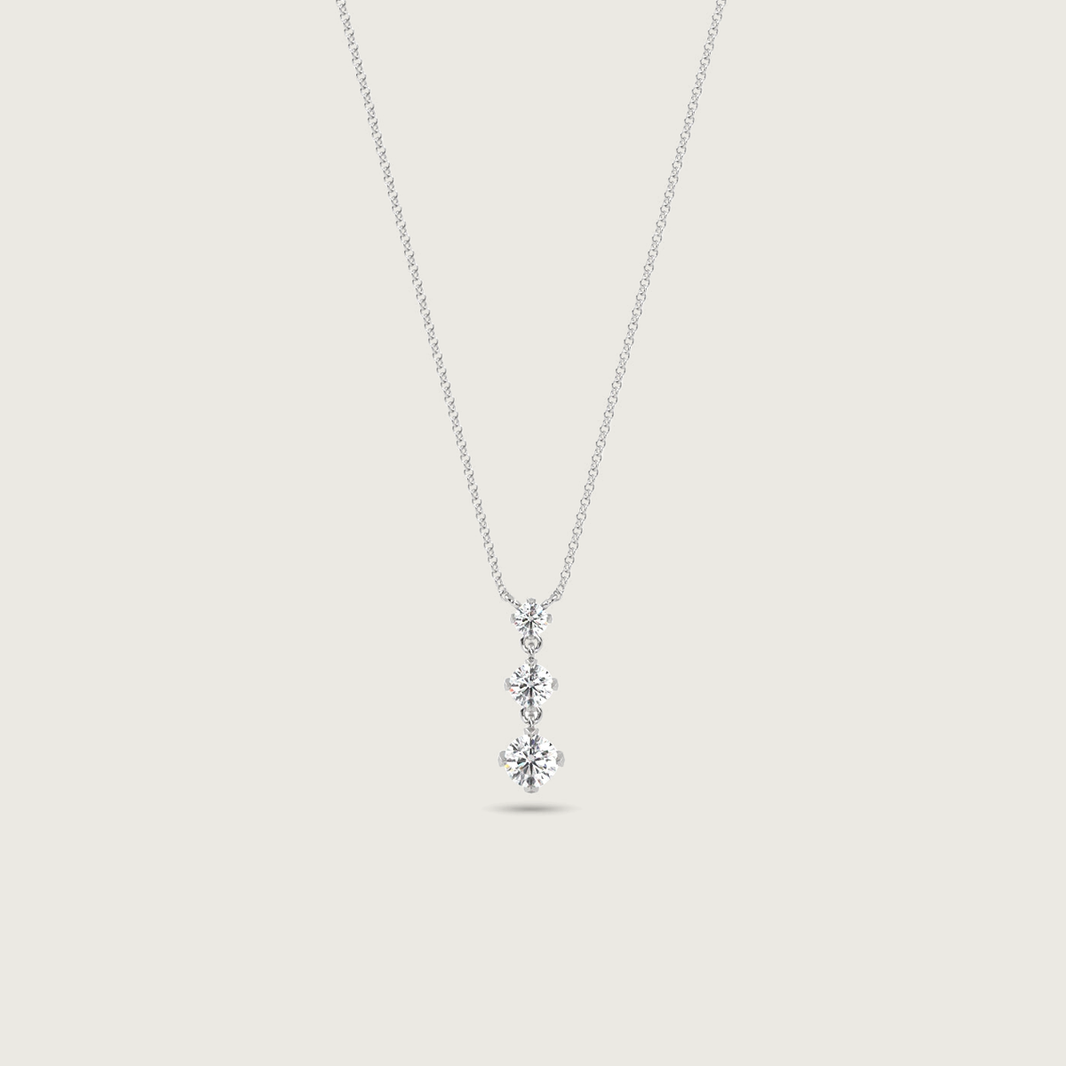three stone diamond necklace - white gold