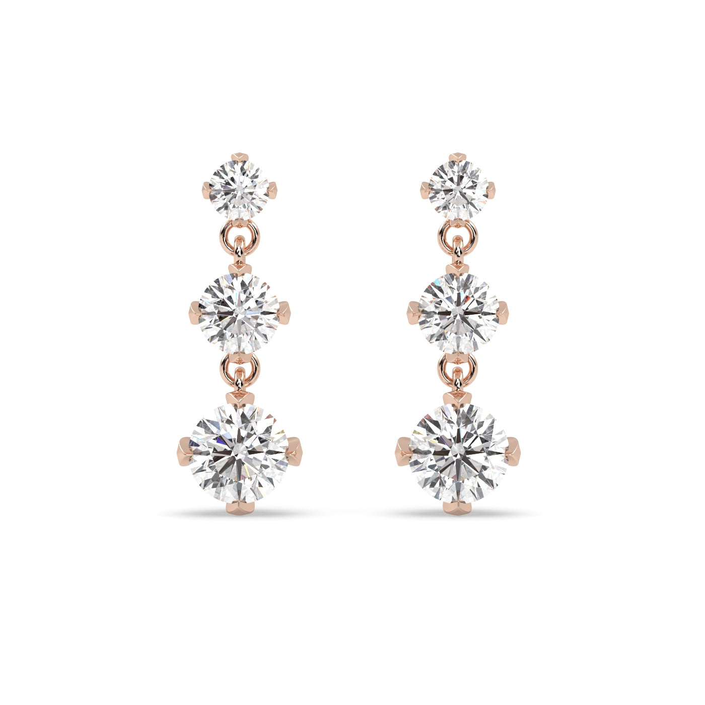 Diamond Drop Earrings in 18k Rose Gold
