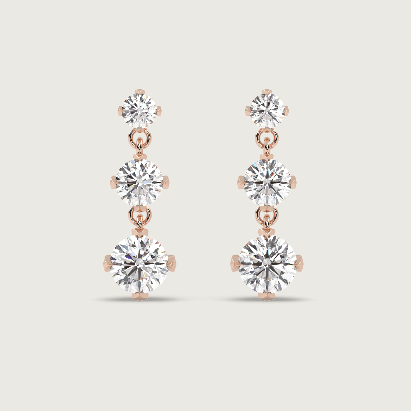 Trilogy Diamond Drop Earrings in Fleur de Luce Setting