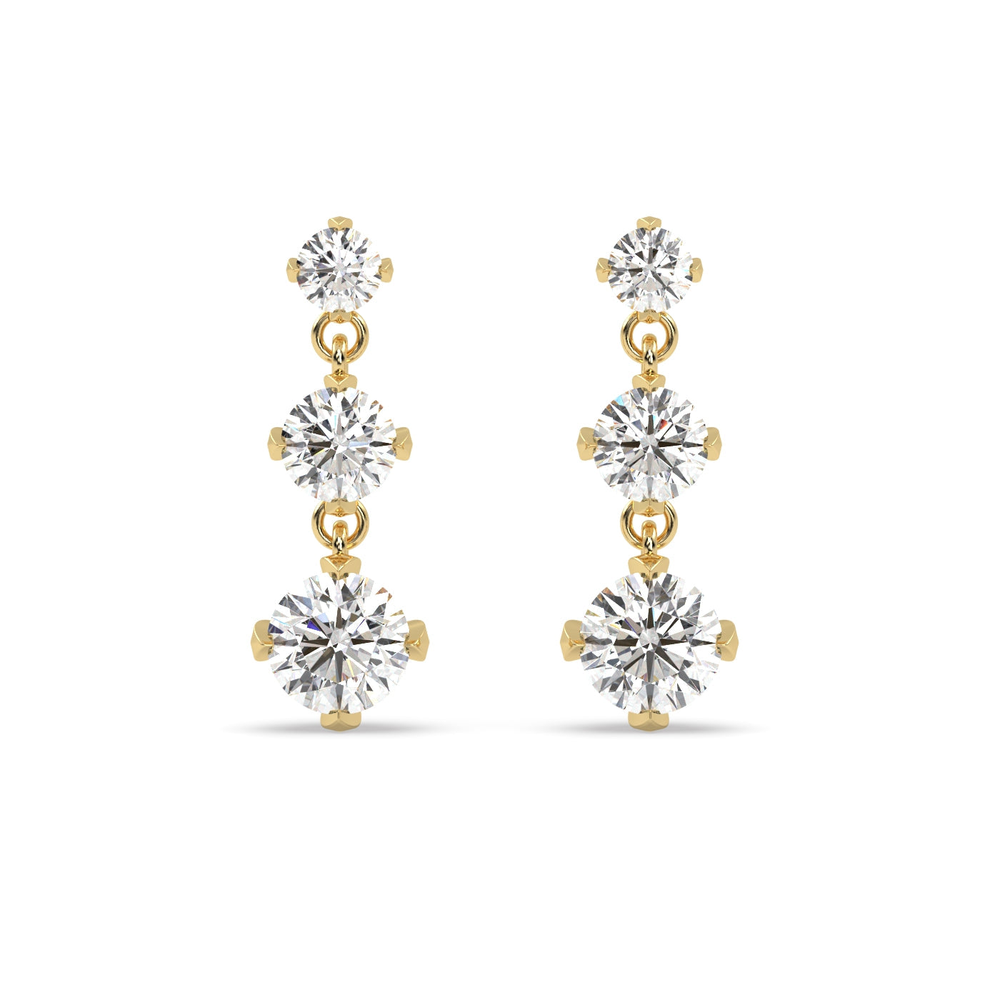 Diamond Drop Earrings in 18k Yellow Gold