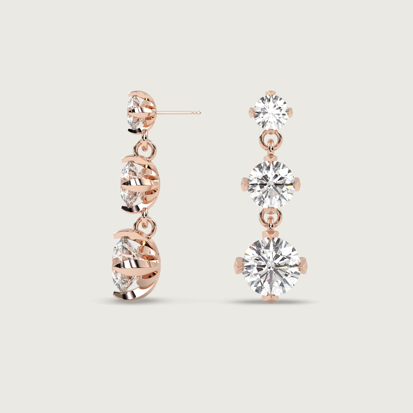 Trilogy Diamond Drop Earrings in Fleur de Luce Setting