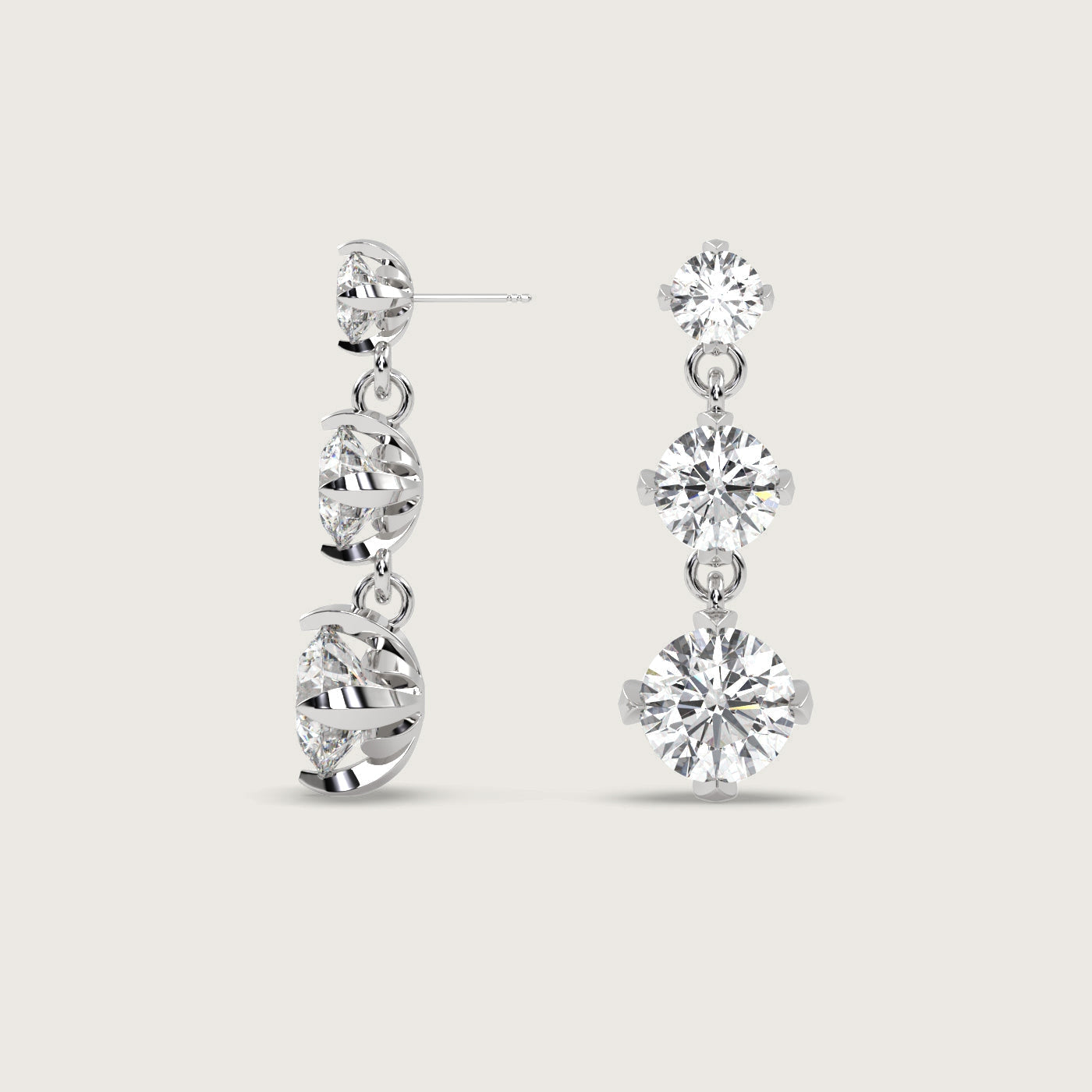 Trilogy Diamond Drop Earrings in Fleur de Luce Setting