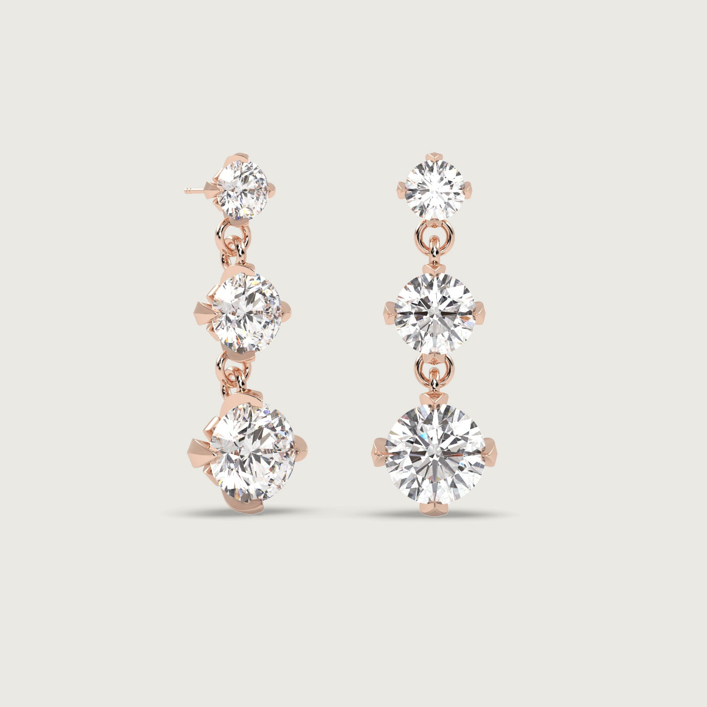 Trilogy Diamond Drop Earrings in Fleur de Luce Setting
