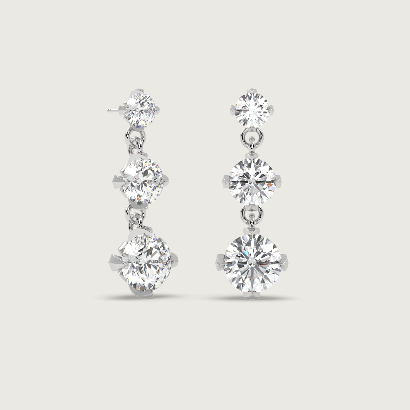 Trilogy Diamond Drop Earrings in Fleur de Luce Setting