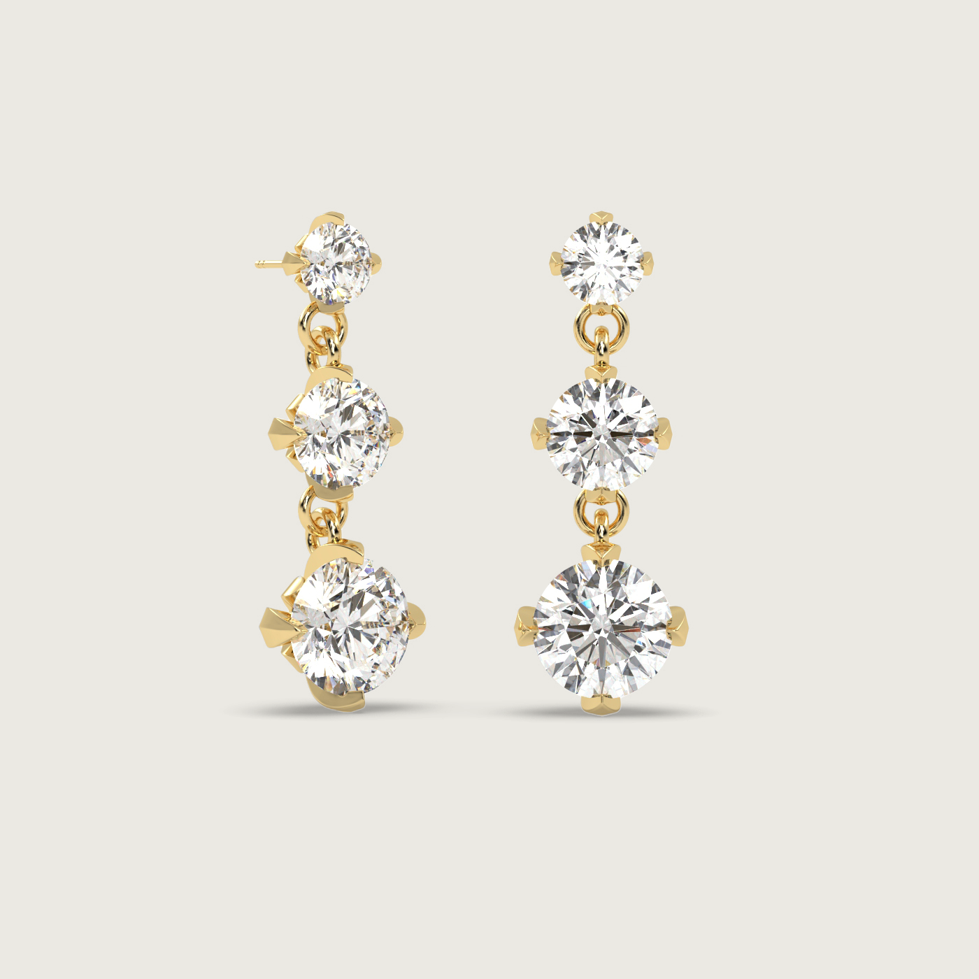 Trilogy Diamond Drop Earrings in Fleur de Luce Setting
