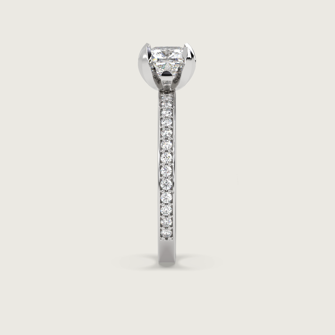 Tourmaline Fleur de Luce Solitaire Engagement Ring in 18k White Gold 4