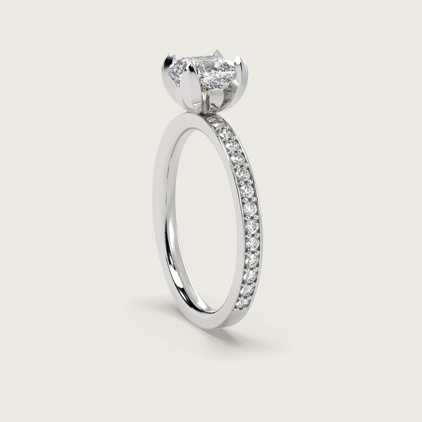 Tourmaline Fleur de Luce Solitaire Engagement Ring in 18k White Gold 3