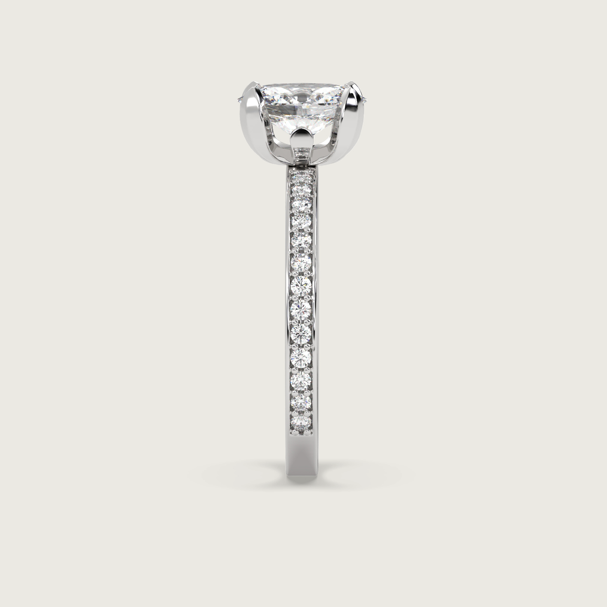 2.13ct Sapphire Fleur de Luce Solitaire Engagement Ring in 18k White Gold