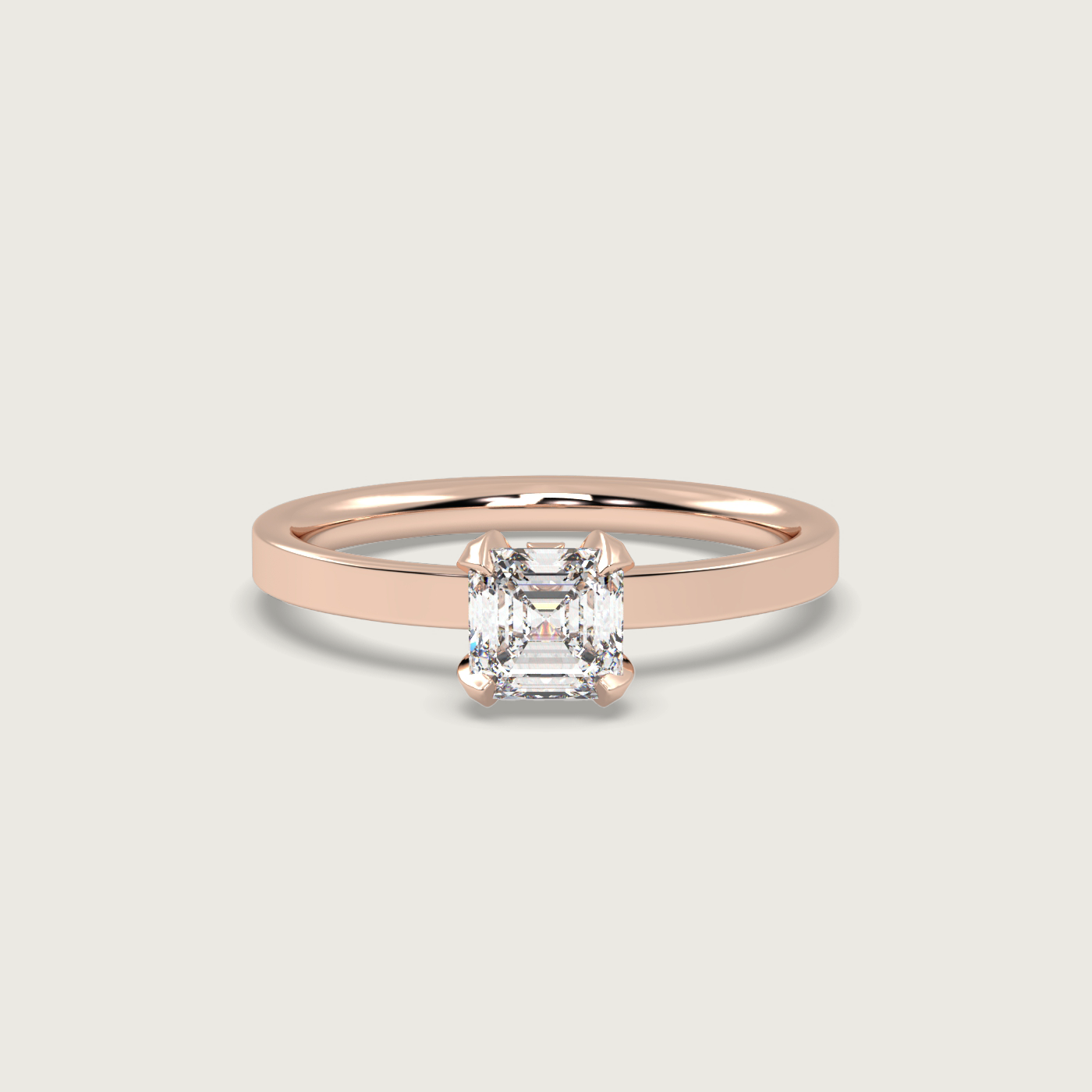 Square Emerald Cut Engagement Ring in Fleur de Luce Setting
