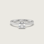 Square Emerald Cut Engagement Ring in Fleur de Luce Setting
