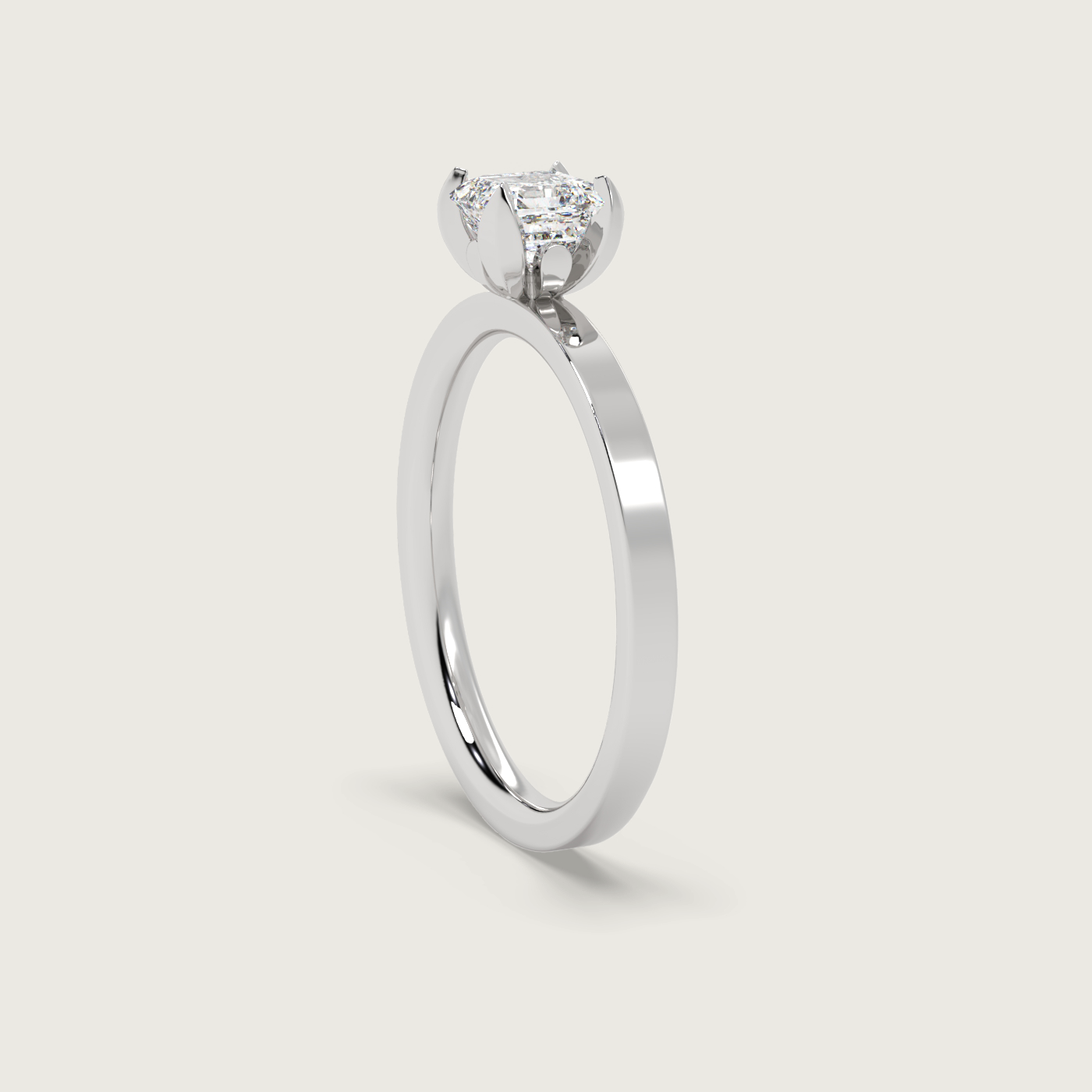 Square Emerald Cut Engagement Ring in Fleur de Luce Setting