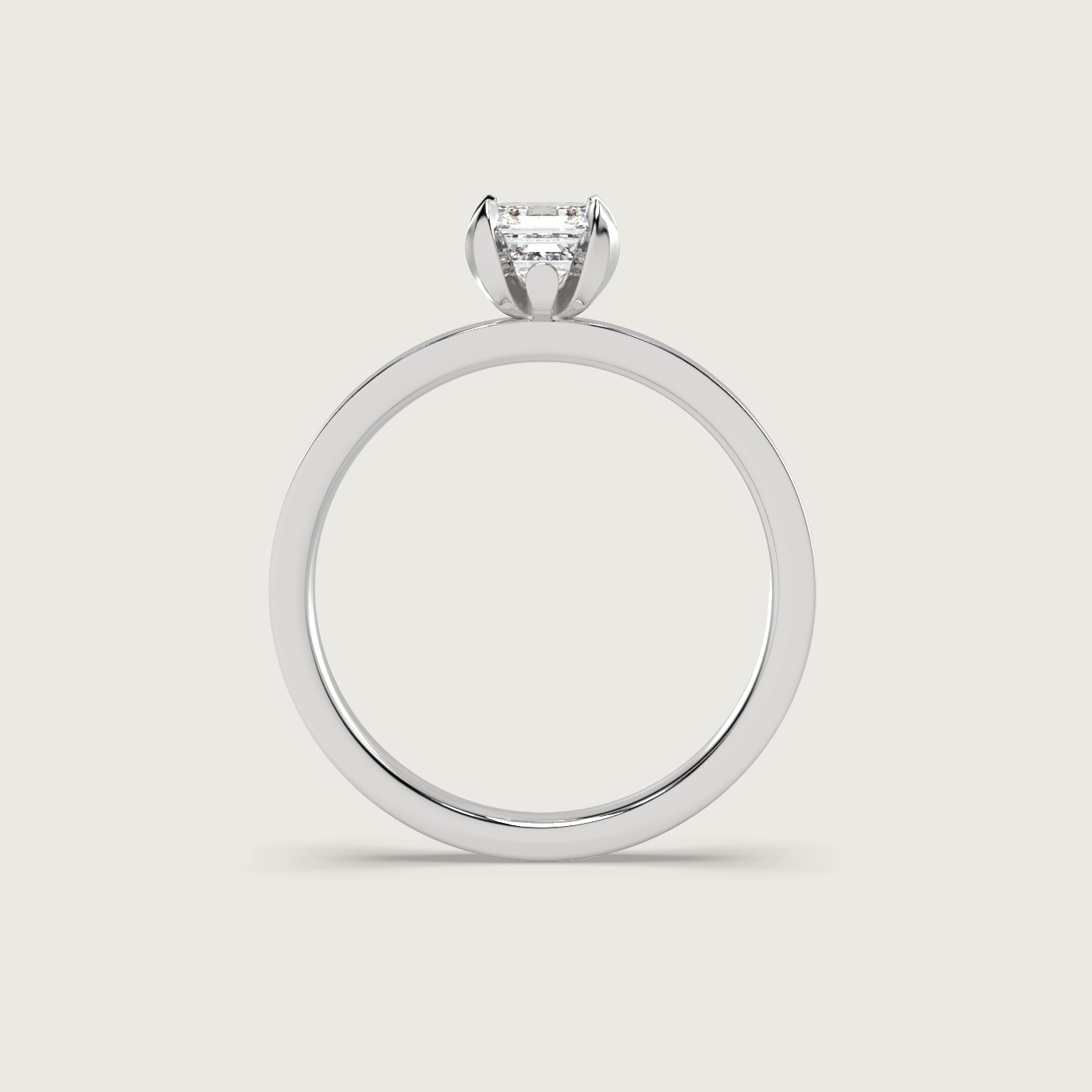 Square Emerald Cut Engagement Ring in Fleur de Luce Setting