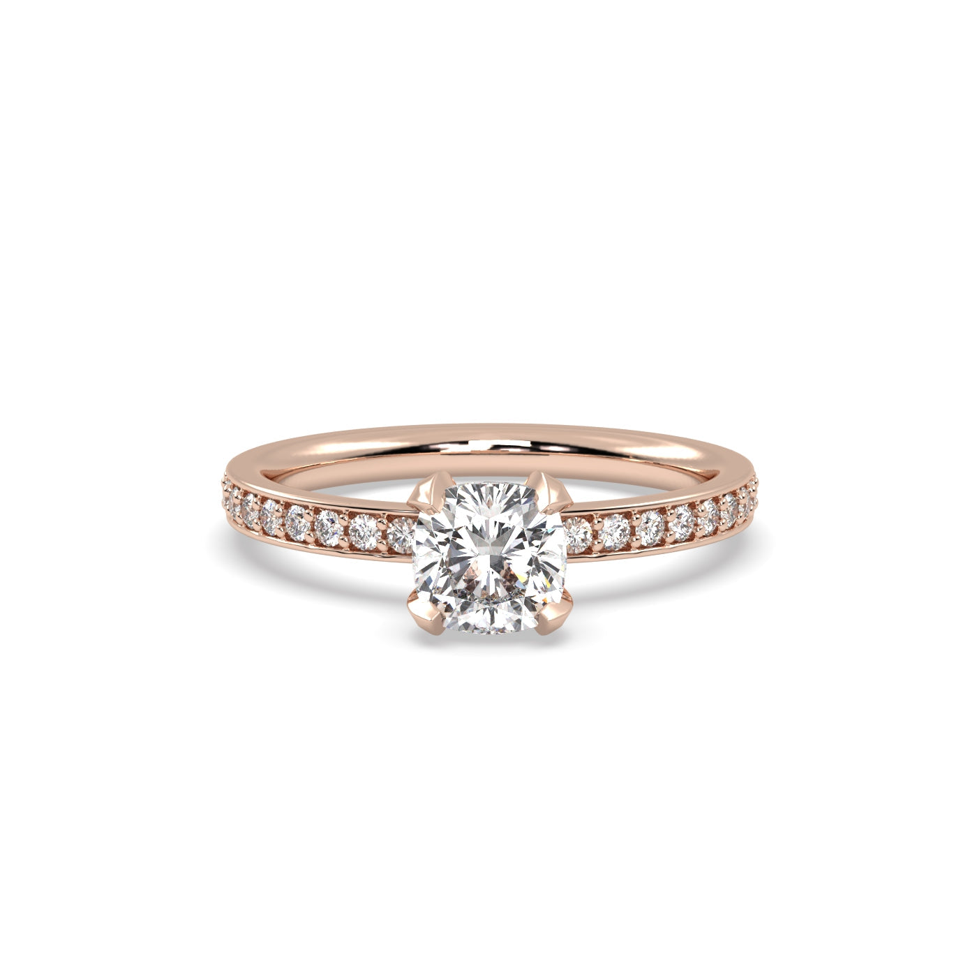 1ct Cushion Diamond Solitaire Engagement Ring in 18k Rose Gold