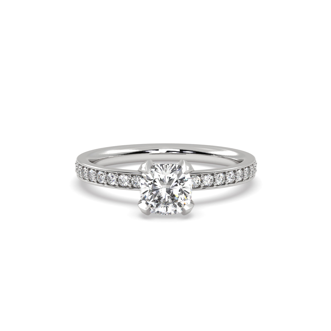 1ct Cushion Diamond Solitaire Engagement Ring in 18k White Gold