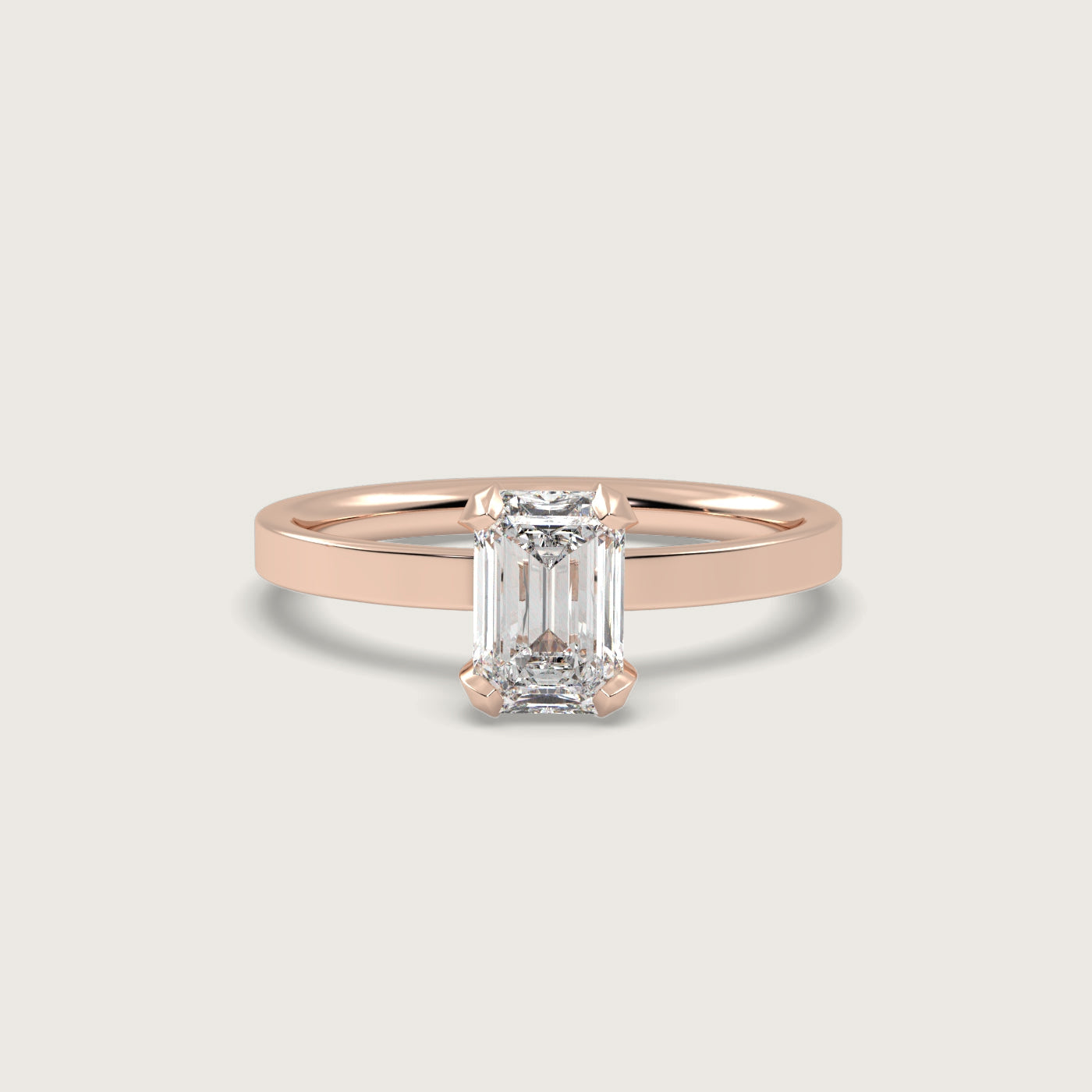 Emerald Cut Diamond Engagement Ring in Fleur de Luce Setting