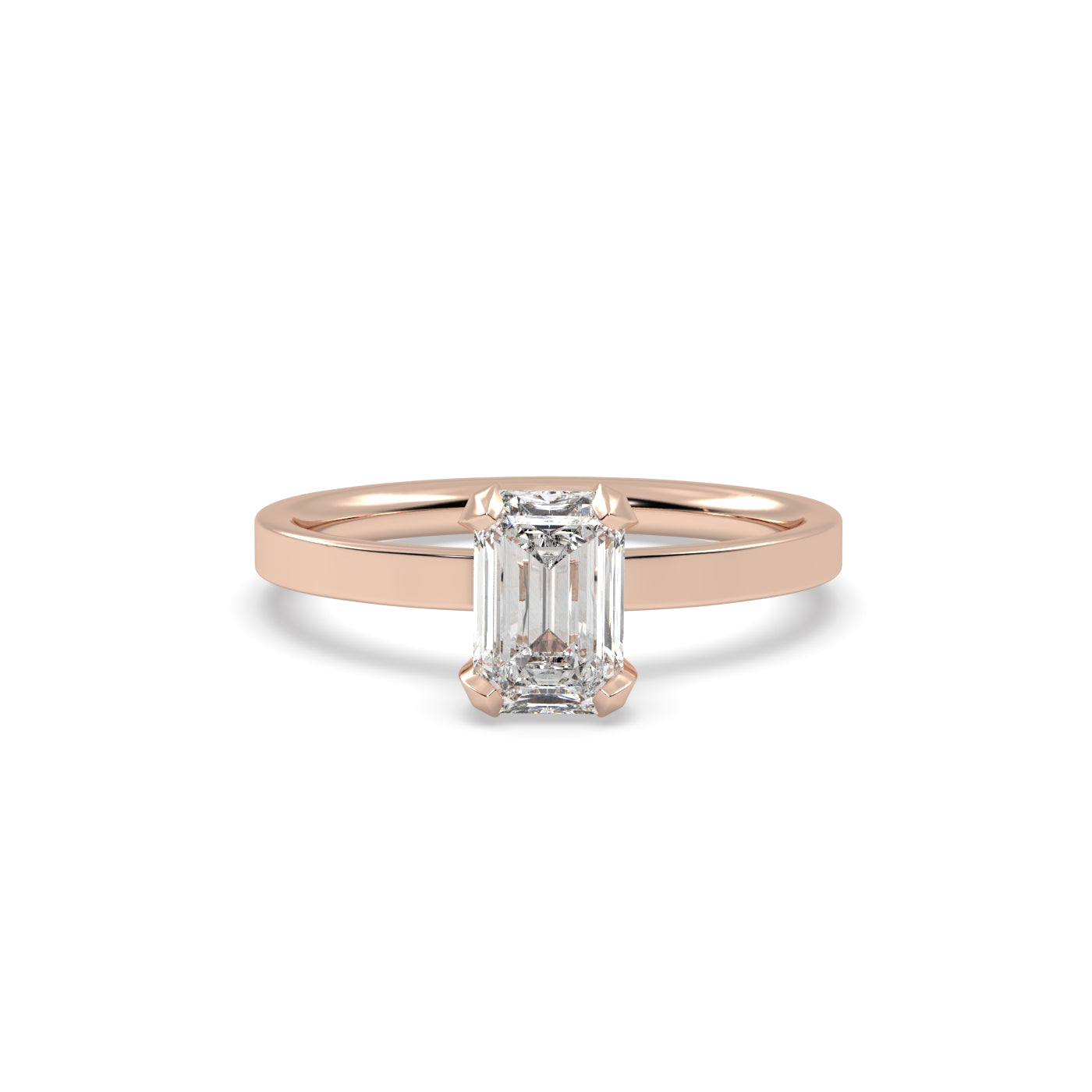 1ct Emerald Cut Diamond Engagement Ring in 18k Rose Gold