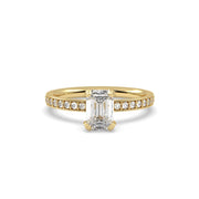 1ct Emerald Cut Diamond Solitaire Engagement Ring in 18k Yellow Gold