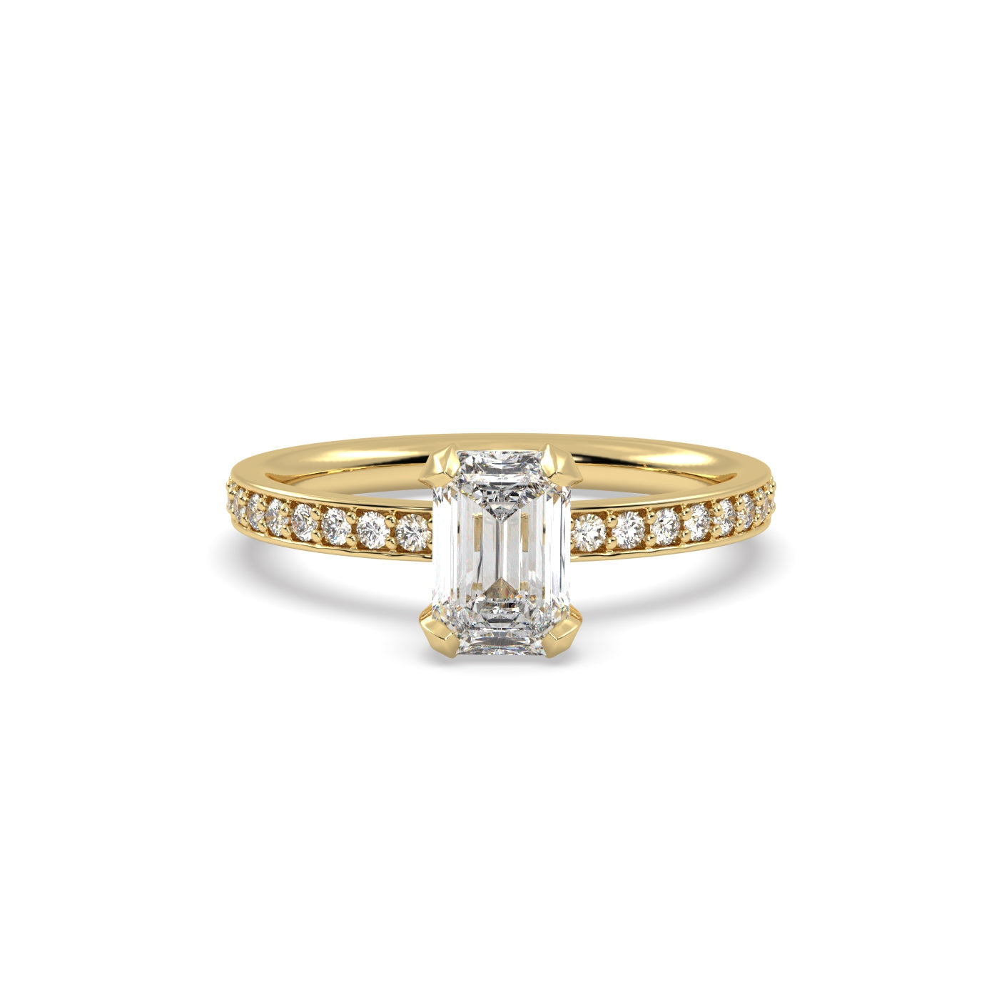 1ct Emerald Cut Diamond Solitaire Engagement Ring in 18k Yellow Gold