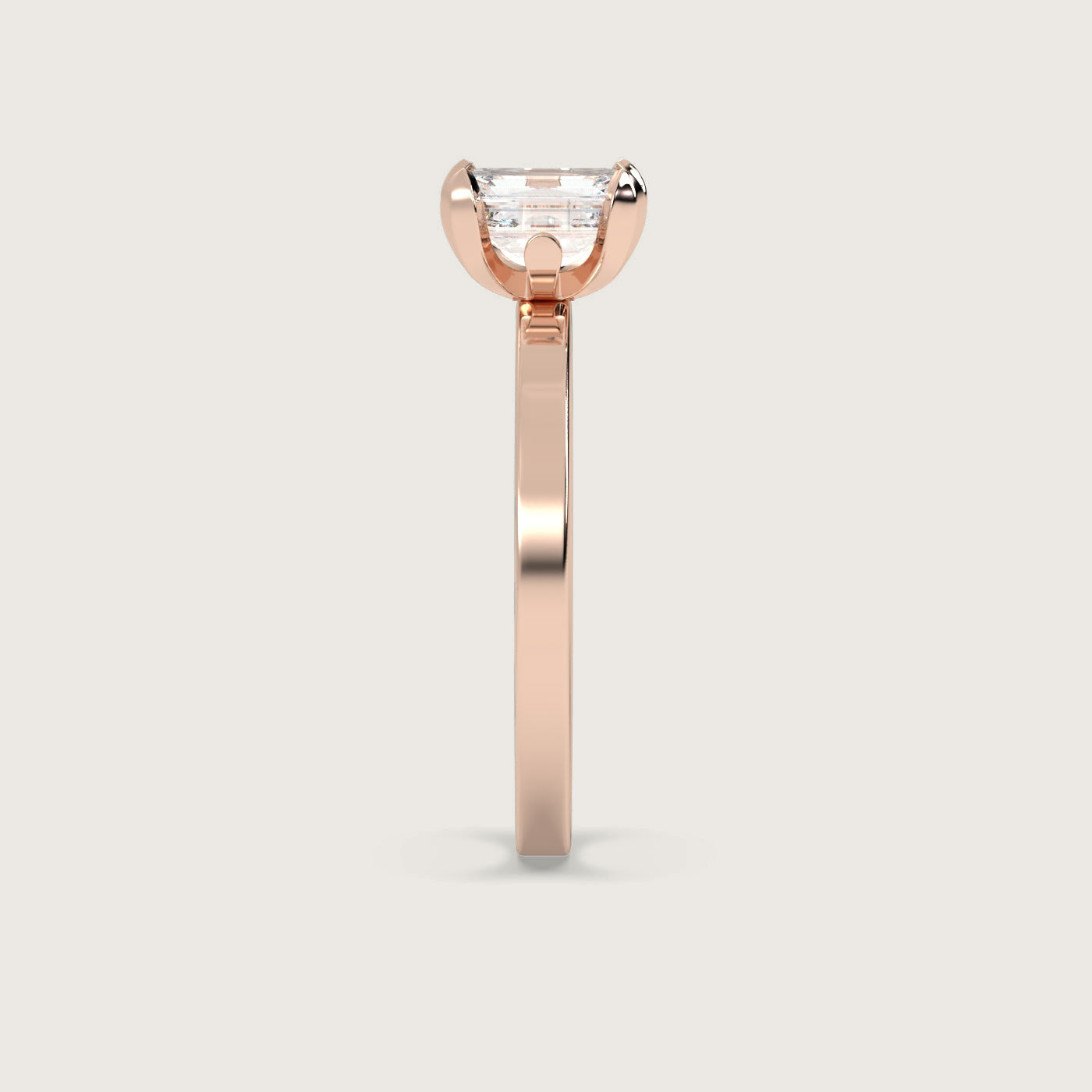 Emerald Cut Diamond Engagement Ring in Fleur de Luce Setting