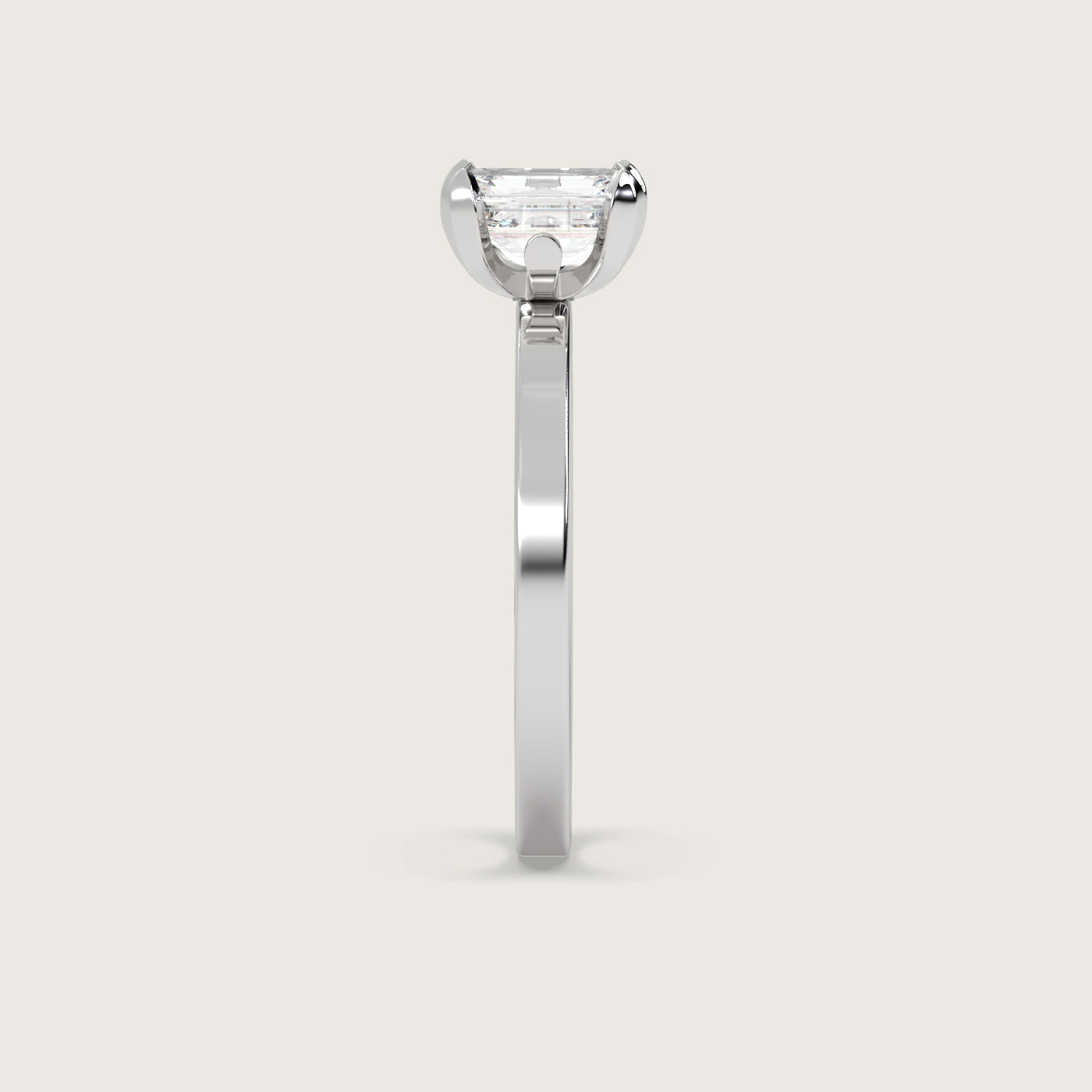 Emerald Cut Diamond Engagement Ring in Fleur de Luce Setting