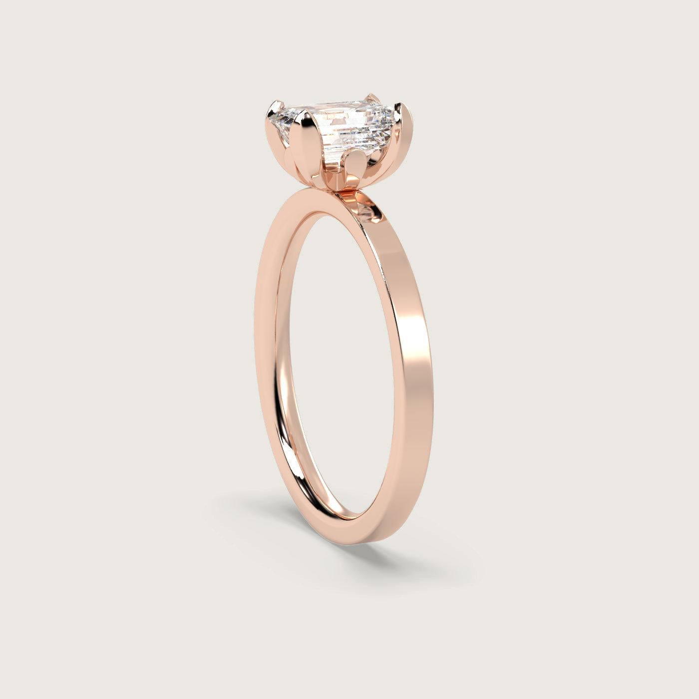 Emerald Cut Diamond Engagement Ring in Fleur de Luce Setting