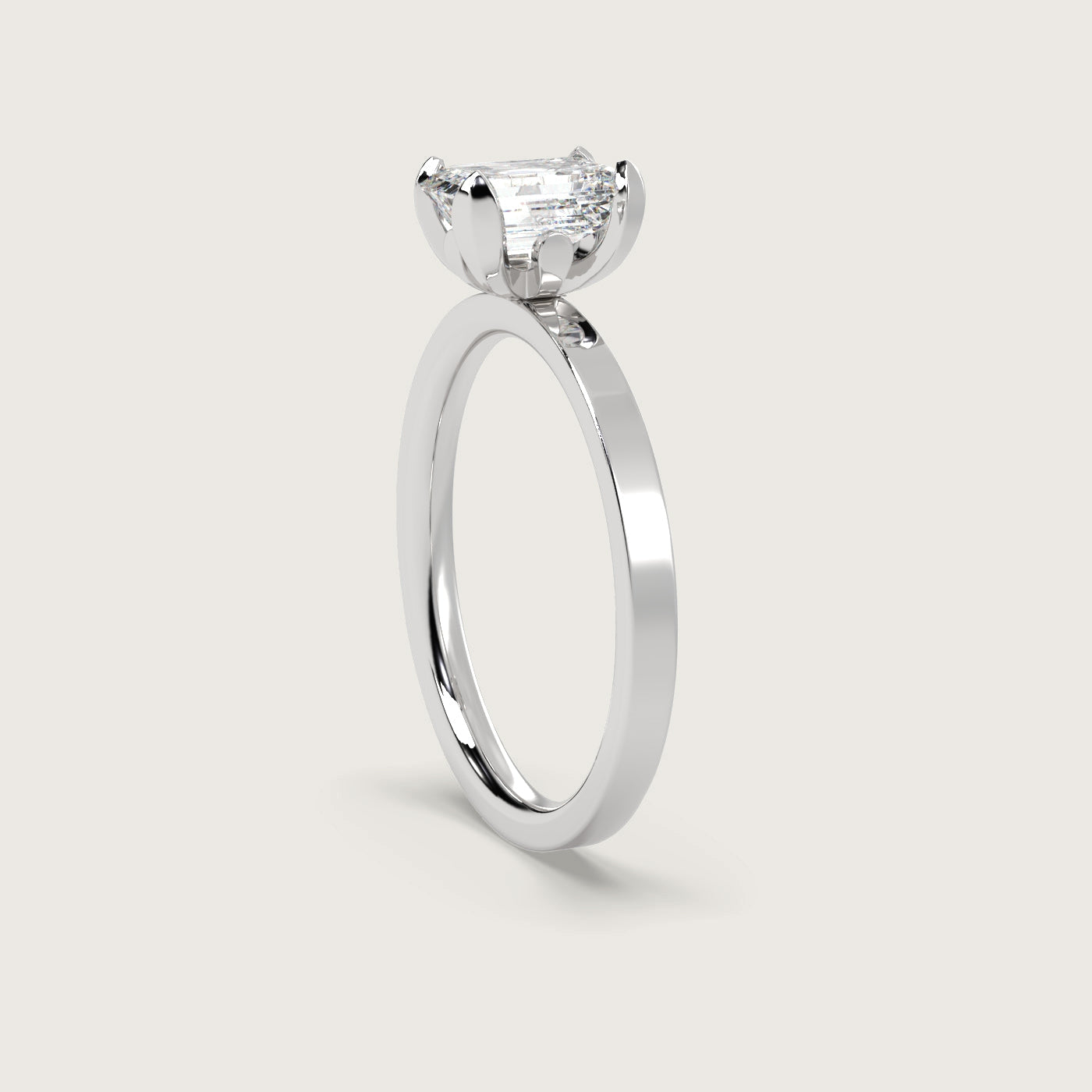 Emerald Cut Diamond Engagement Ring in Fleur de Luce Setting