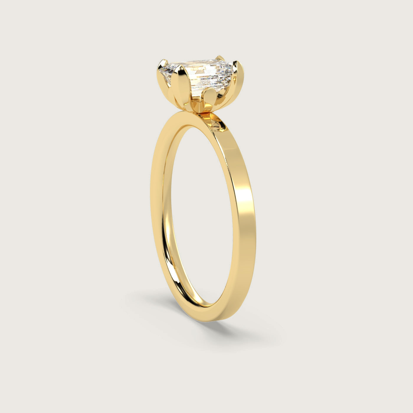 Emerald Cut Diamond Engagement Ring in Fleur de Luce Setting