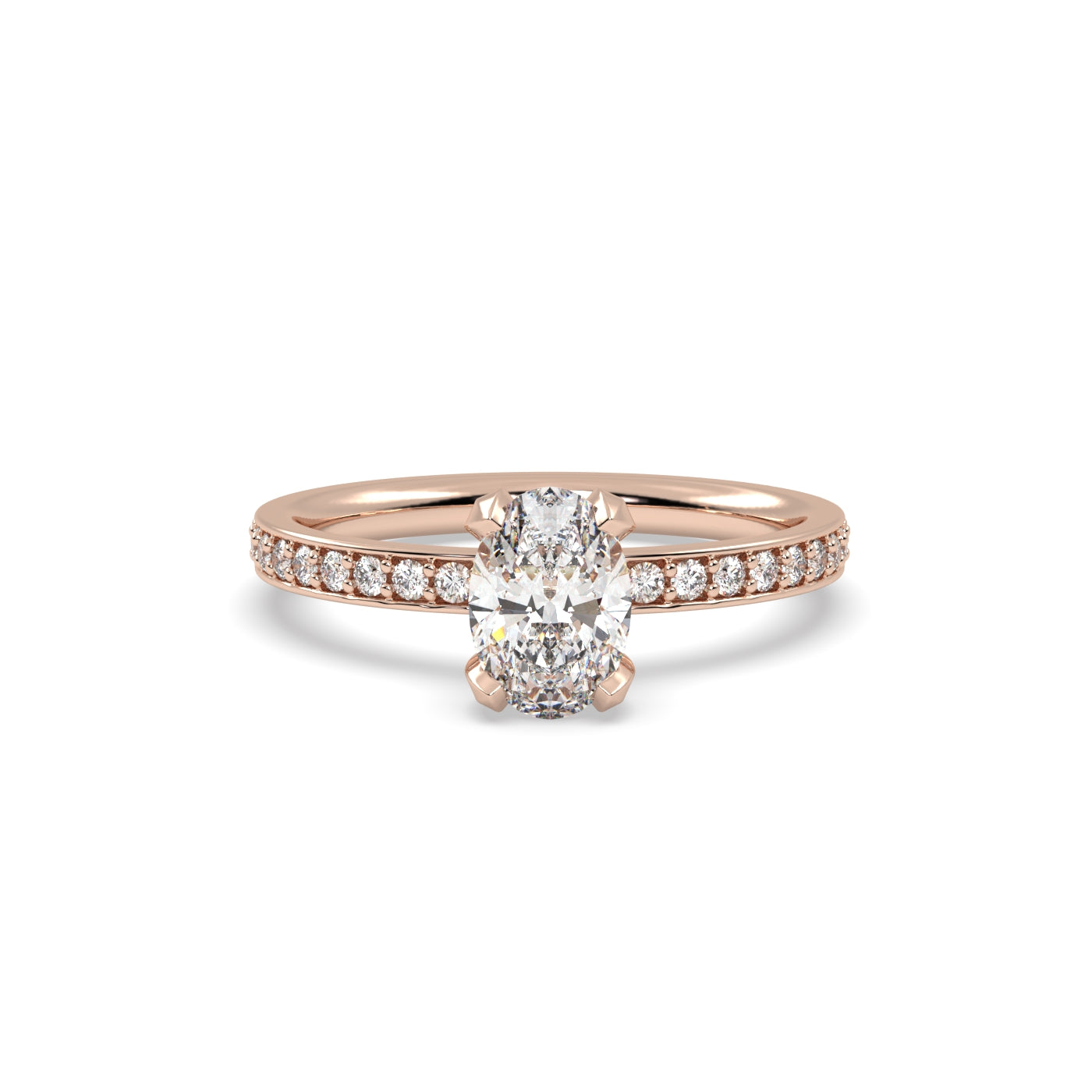 Fleur de Luce 1ct Oval Diamond Solitaire Engagement Ring with Pavé Set Band