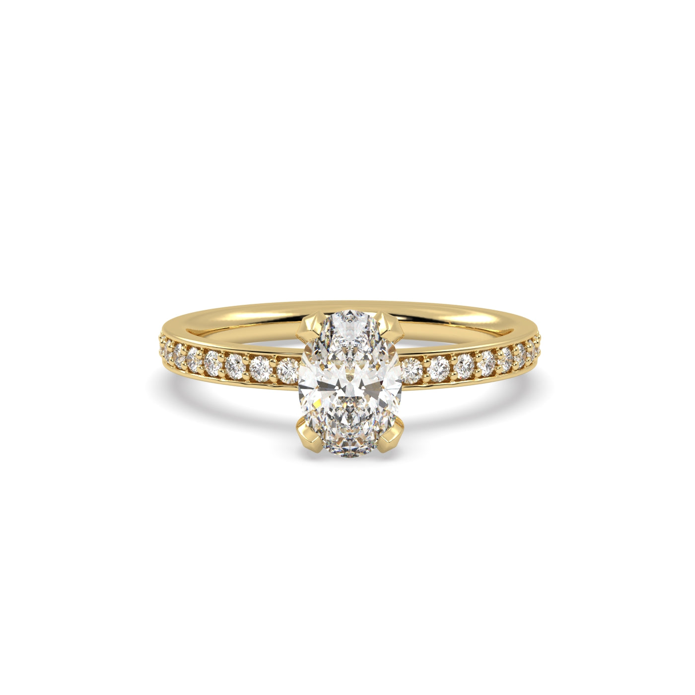 Fleur de Luce 1ct Oval Diamond Solitaire Engagement Ring with Pavé Set Band