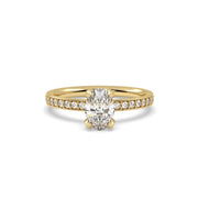 Fleur de Luce 1ct Oval Diamond Solitaire Engagement Ring with Pavé Set Band