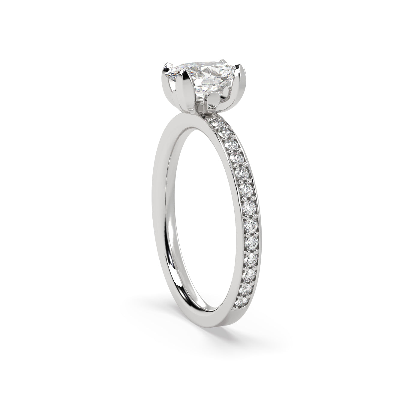 Fleur de Luce 1ct Oval Diamond Solitaire Engagement Ring with Pavé Set Band