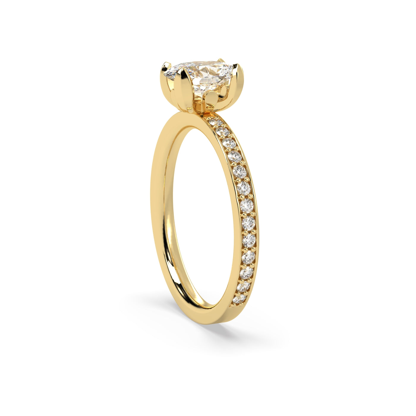 Fleur de Luce 1ct Oval Diamond Solitaire Engagement Ring with Pavé Set Band
